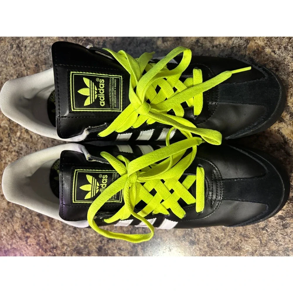 Adidas Samoa Mens Black White Electric Yellow Sneakers G59684 Size 11 Low Top